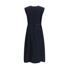 Blue Viscose Long Dress