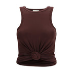 Brown Cotton Sleeveles T-Shirt