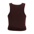 Brown Cotton Sleeveles T-Shirt
