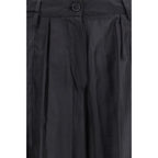 Black Polyester Casual Pants