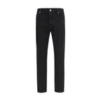 Black Cotton Tapered Jeans