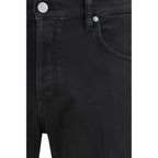 Black Cotton Tapered Jeans