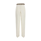 Beige Linen Casual Pants
