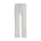 White Cotton Straight-Leg Jeans