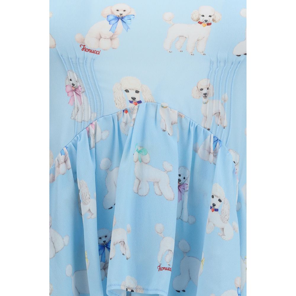 Blue Viscose Long Dress