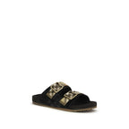 Black Calf Leather Bos Taurus Strap-On Sandals