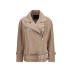 Beige Lambskin Leather Jacket