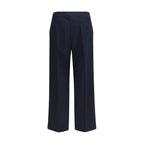 Blue Polyester Casual Pants