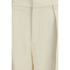 Beige Viscose Casual Pants