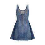 Blue Cotton Casual Dress