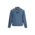 Blue Cotton Full-Length Jacket