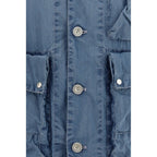 Blue Cotton Full-Length Jacket