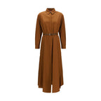 Brown Cotton Casual Dress