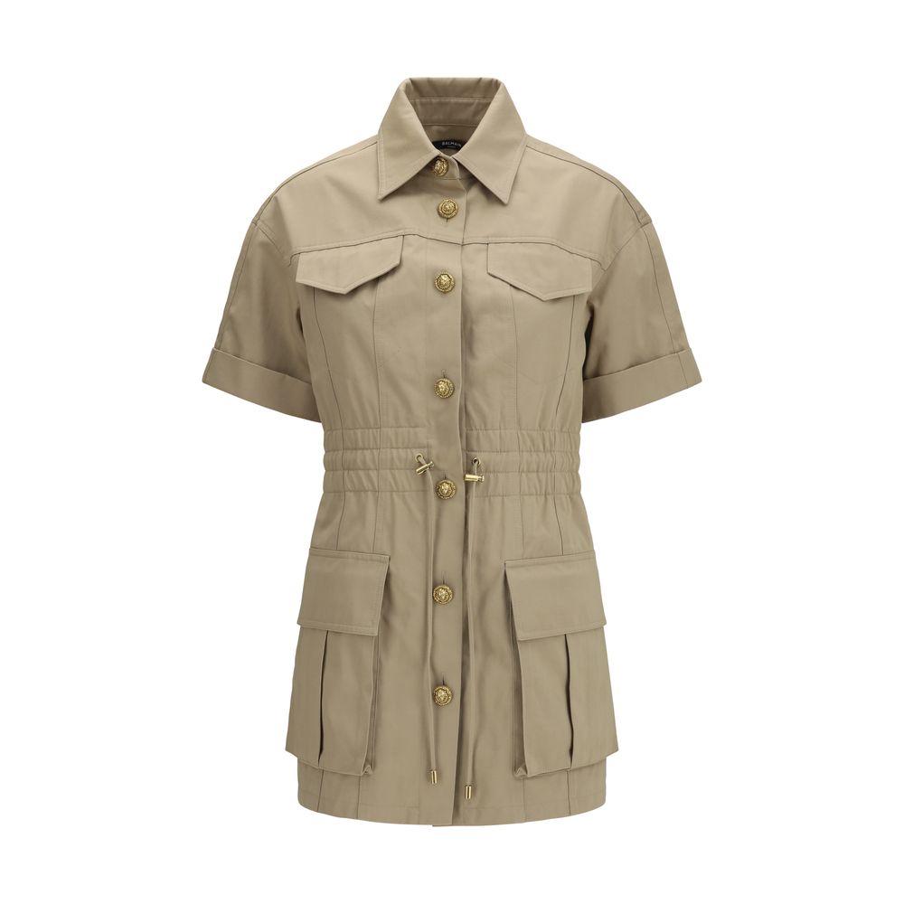 Beige Cotton Casual Dress