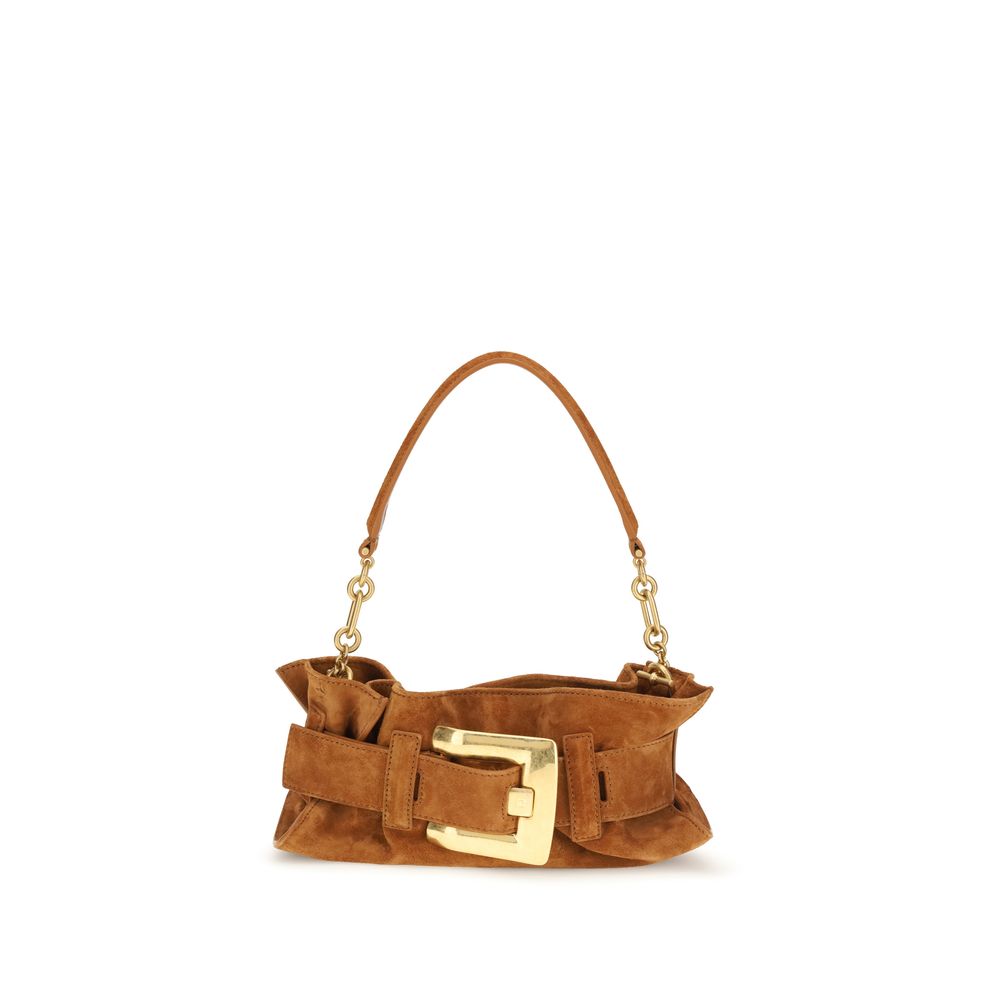 Sac porté épaule en cuir de veau beige Bos Taurus