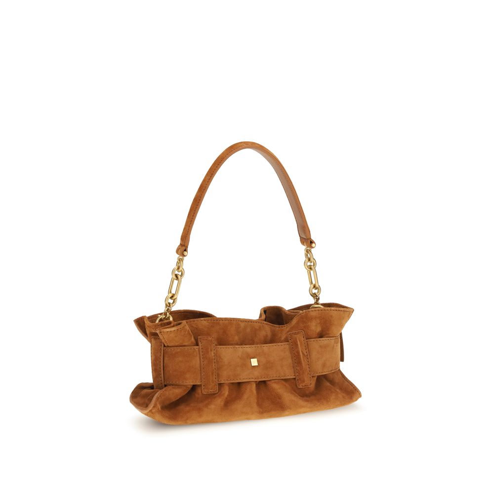 Sac porté épaule en cuir de veau beige Bos Taurus