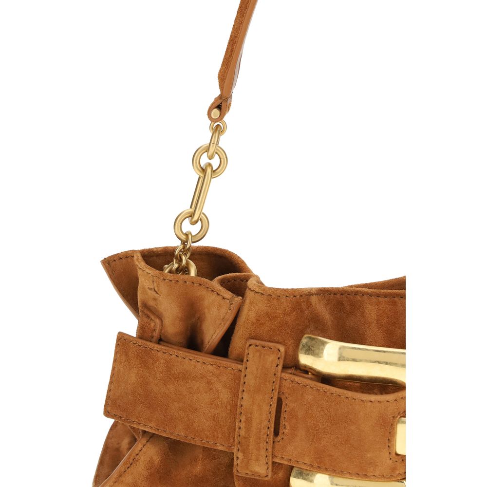 Sac porté épaule en cuir de veau beige Bos Taurus