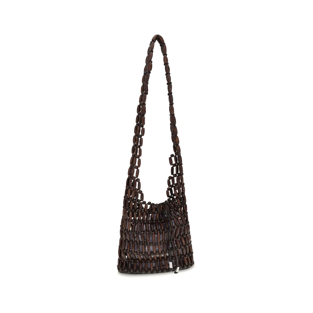 Brown Wood Shoulder Bag