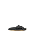 Sandales plates en cuir de veau noir