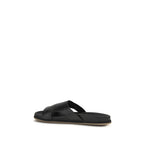 Sandales plates en cuir de veau noir