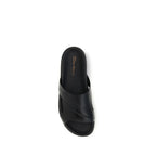 Sandales plates en cuir de veau noir