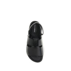 Black Calf Leather Bos Taurus Flat Sandals