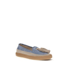 Blue Calf Leather Bos Taurus Slip-On Loafers