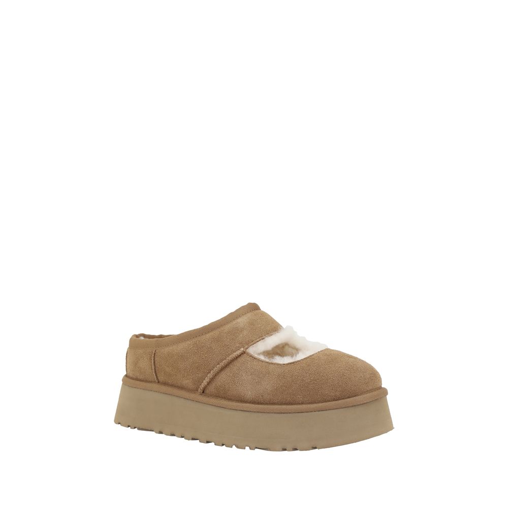 Beige Leather Flats