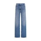 Blue Cotton Straight-Leg Jeans