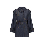 Blue Cotton Trench Coat