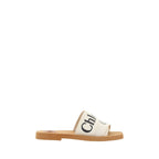 White Cotton Flat Sandals