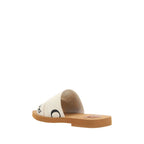 White Cotton Flat Sandals