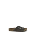 Black Calf Leather Bos Taurus Flat Sandals