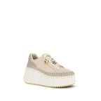 Beige Calf Leather Bos Taurus Platform Sneakers