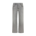 Gray Cotton Straight-Leg Jeans