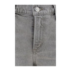 Gray Cotton Straight-Leg Jeans