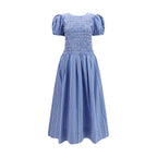 Blue Cotton Casual Dress