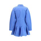Blue Cotton Casual Dress
