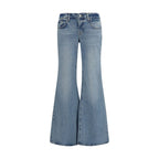 Blue Cotton Flared Jeans