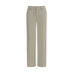 Beige Cotton Straight-Leg Jeans