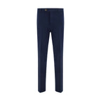 Blue Cotton Casual Pants