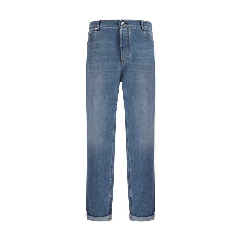 Jean droit en coton bleu