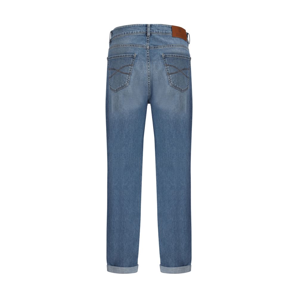 Jean droit en coton bleu
