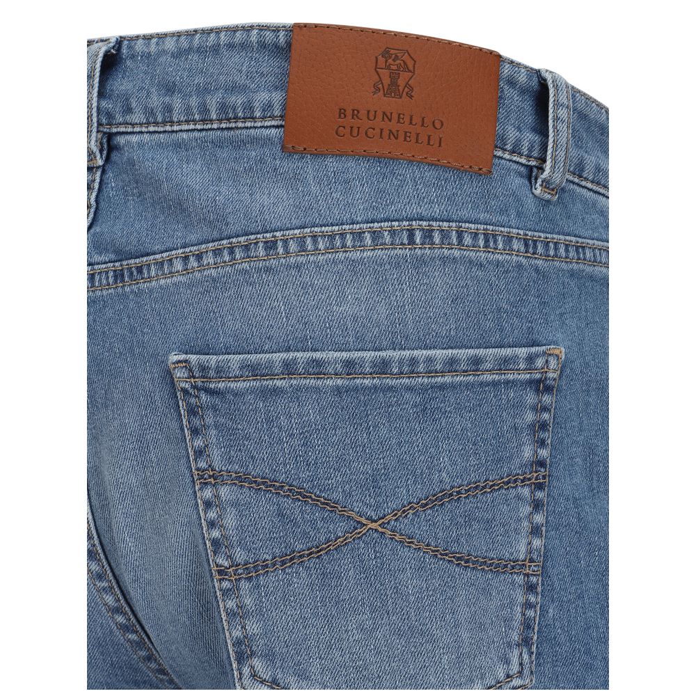Jean droit en coton bleu
