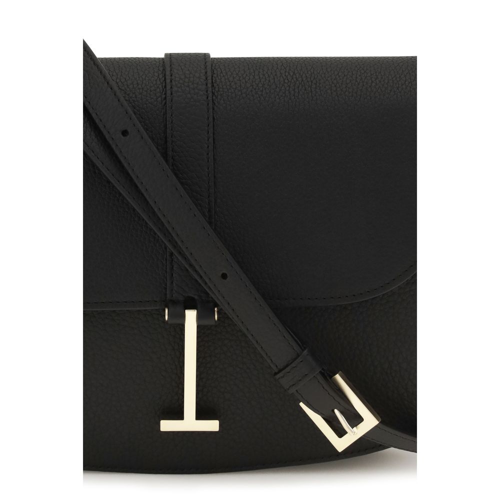 Sac à bandoulière en cuir de veau noir Bos Taurus
