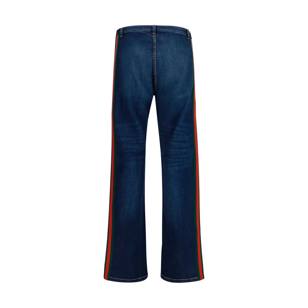 Jean évasé en coton bleu