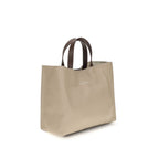 Sac porté épaule en cuir de veau beige Bos Taurus