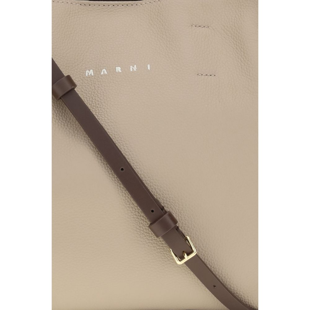 Sac porté épaule en cuir de veau beige Bos Taurus