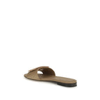Sandales Plates en Cuir de Veau Beige Bos Taurus