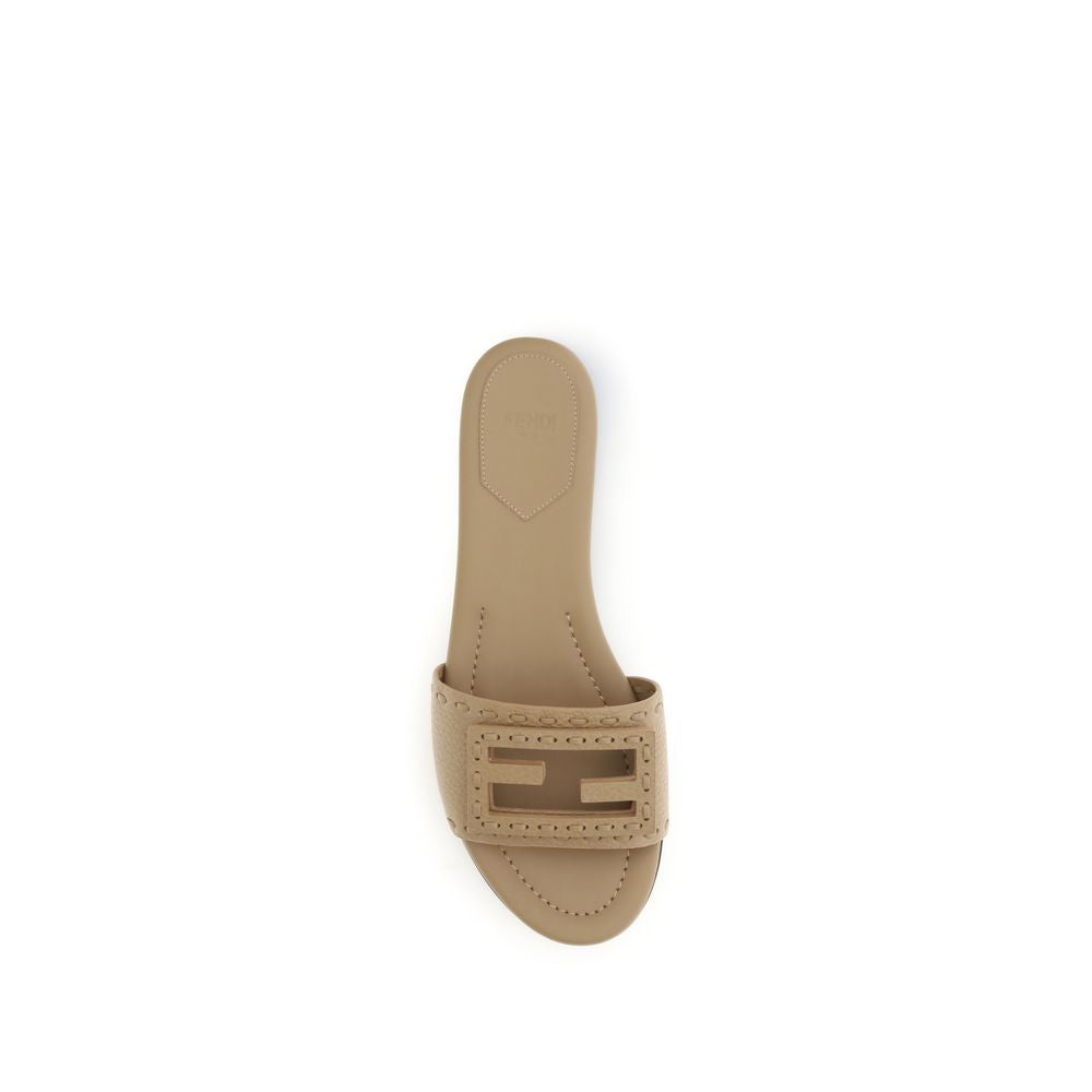 Sandales Plates en Cuir de Veau Beige Bos Taurus